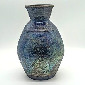 Artisan Signed Raku Pottery Vase